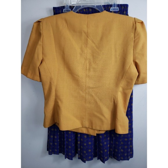 Via Sant Andrea  Womens 12 Petite Vintage 80's Jacket & Skirt Set Gold Purple - Picture 9 of 16